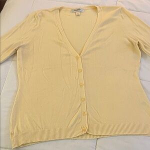 Dress Barn Pale Yellow V-Neck Button Cardigan
